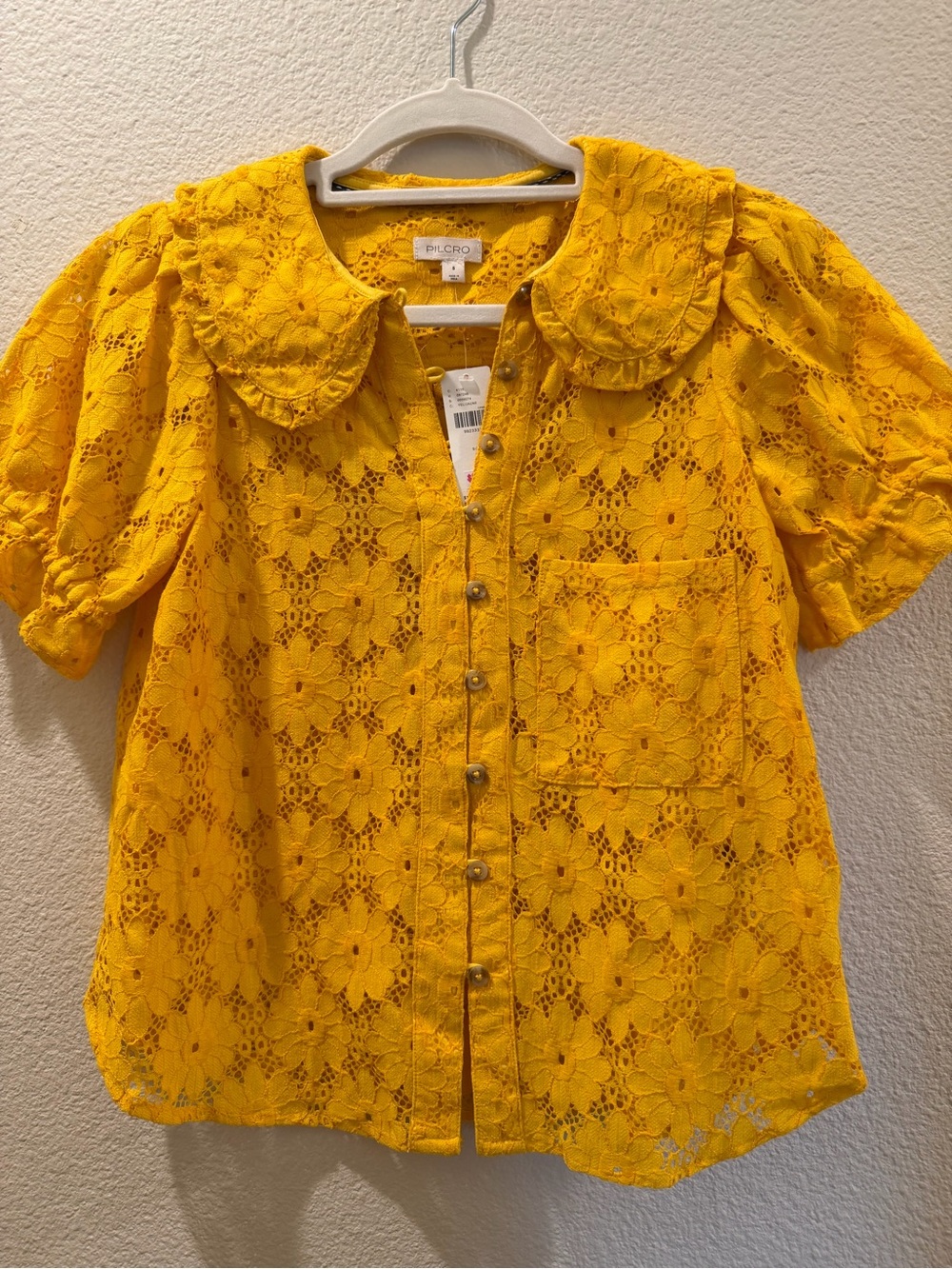 NWT Pilcro Yellow Floral Lace Blouse – Size Small – $118 Retail